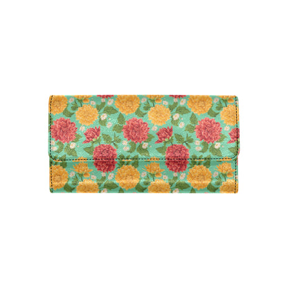 Dahlia Pattern Print Design DH011 Women's Trifold Wallet