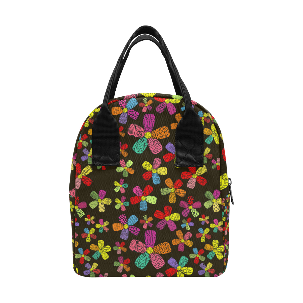 Flower Power Colorful Print Pattern Insulated Lunch Bag