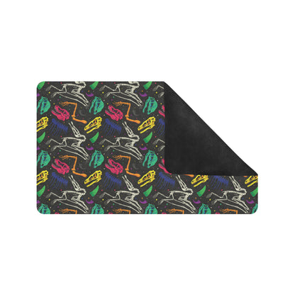 Dinosaur Skull Color Print Pattern Rubber Doormat