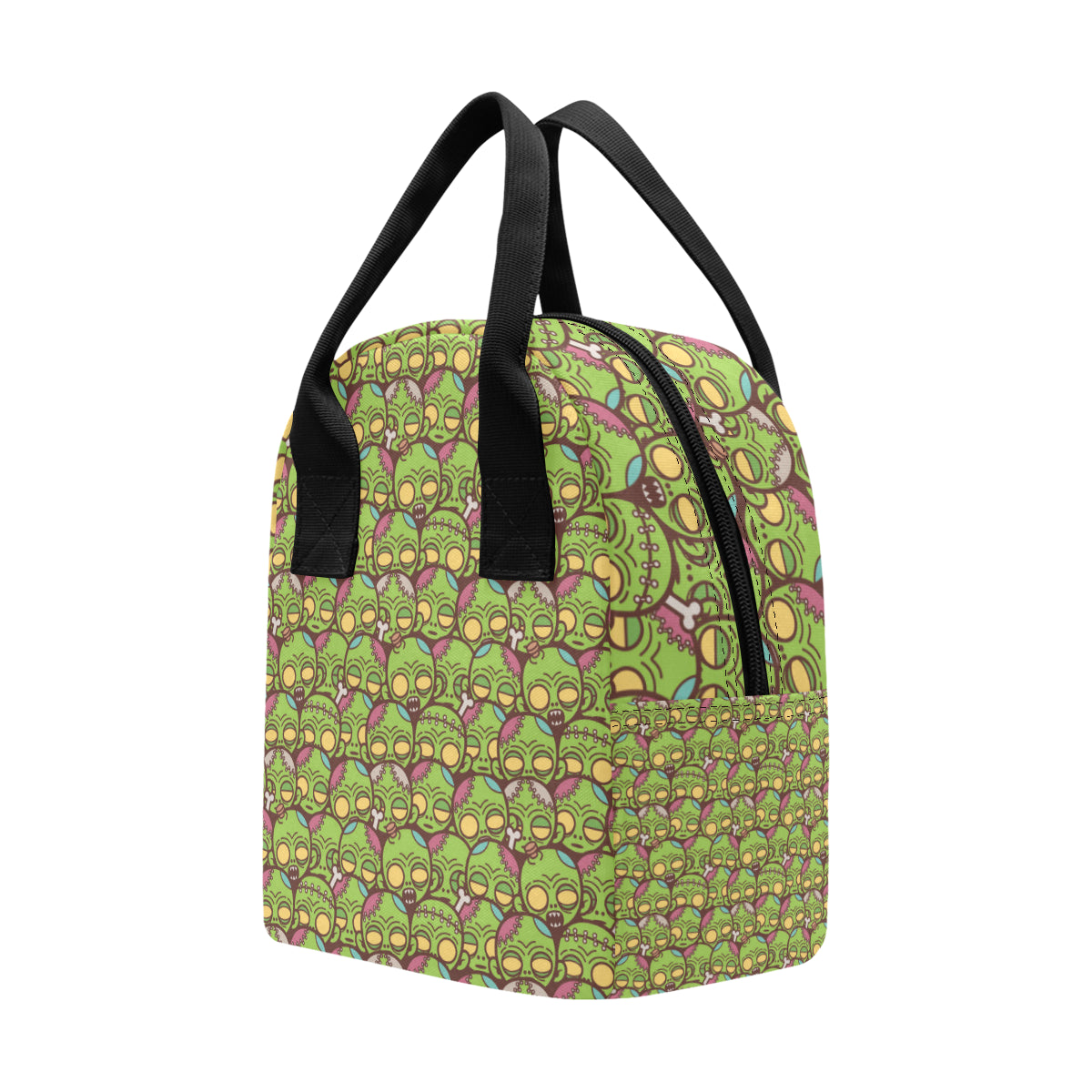Zombie Head Design Pattern Print Insulated Lunch Bag