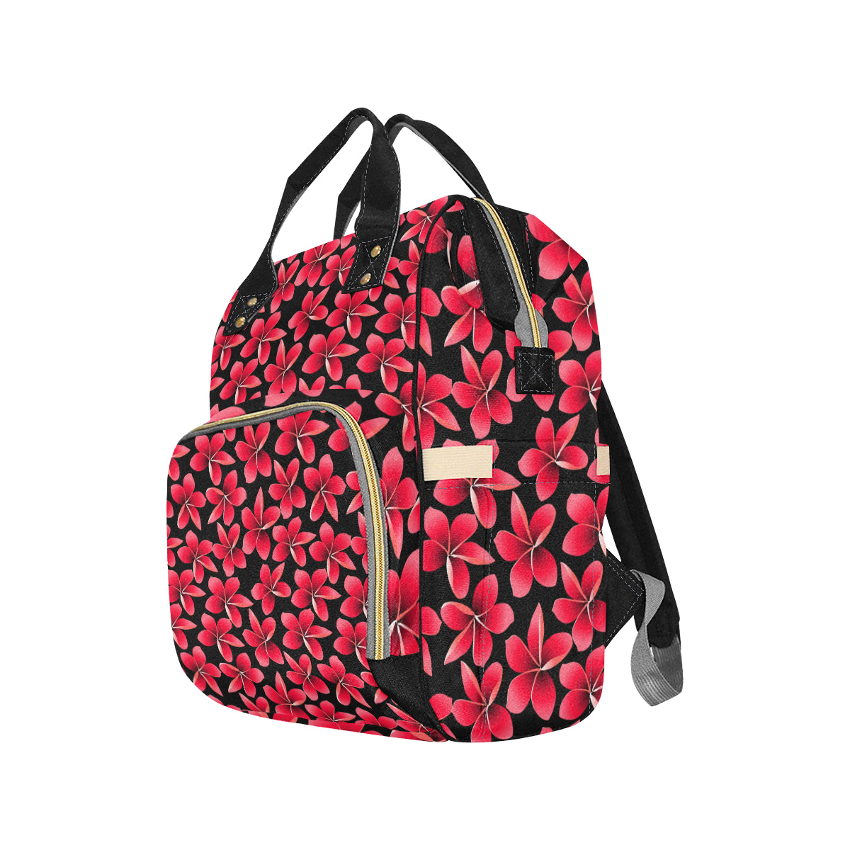 Red Plumeria Pattern Print Design PM025 Diaper Bag Backpack