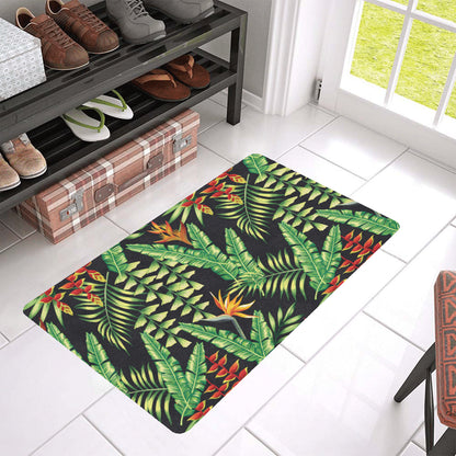 Hawaiian Flower Tropical Palm Leaves Rubber Doormat