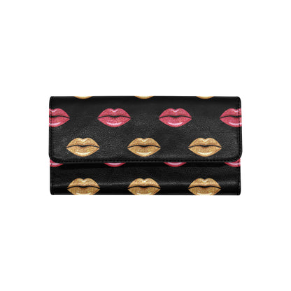 Lip Pattern Print Design 03 Women's Trifold Wallet