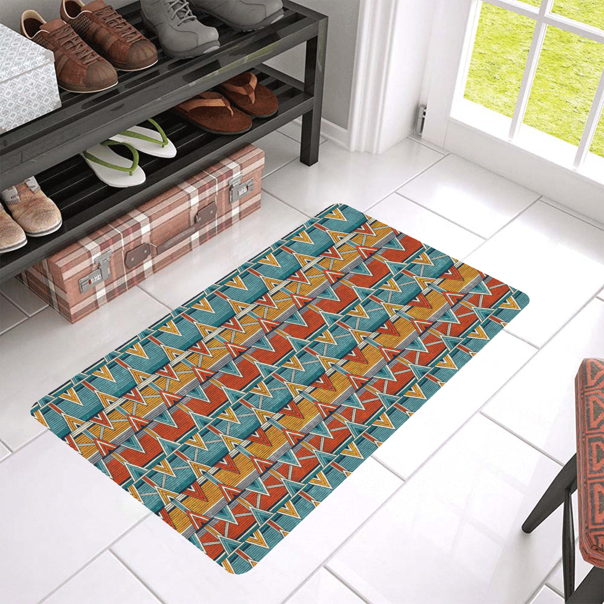 Kente Print African Design Themed Rubber Doormat