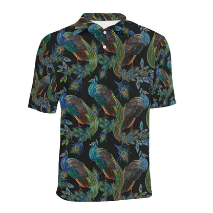 Peacock Pattern Print Design A04 Men Polo Shirt