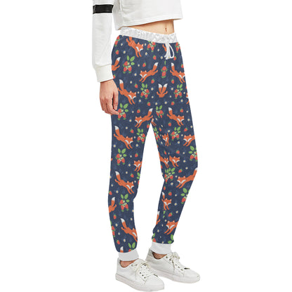 Fox Strawberry Print Pattern Unisex Sweatpants