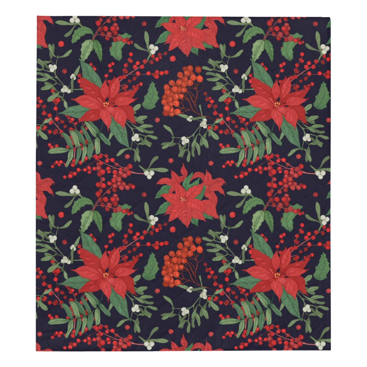 Poinsettia Pattern Print Design POT02 Premium Quilt
