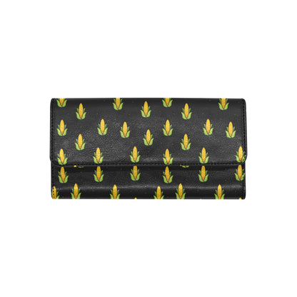 Corn Pattern Print Design 04 Women's Trifold Wallet