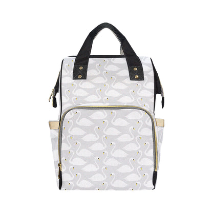 Swan Pattern Print Design 02 Diaper Bag Backpack
