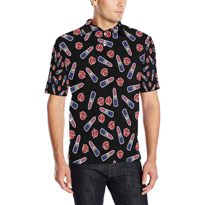 Lipstick Pattern Print Design LT01 Men Polo Shirt