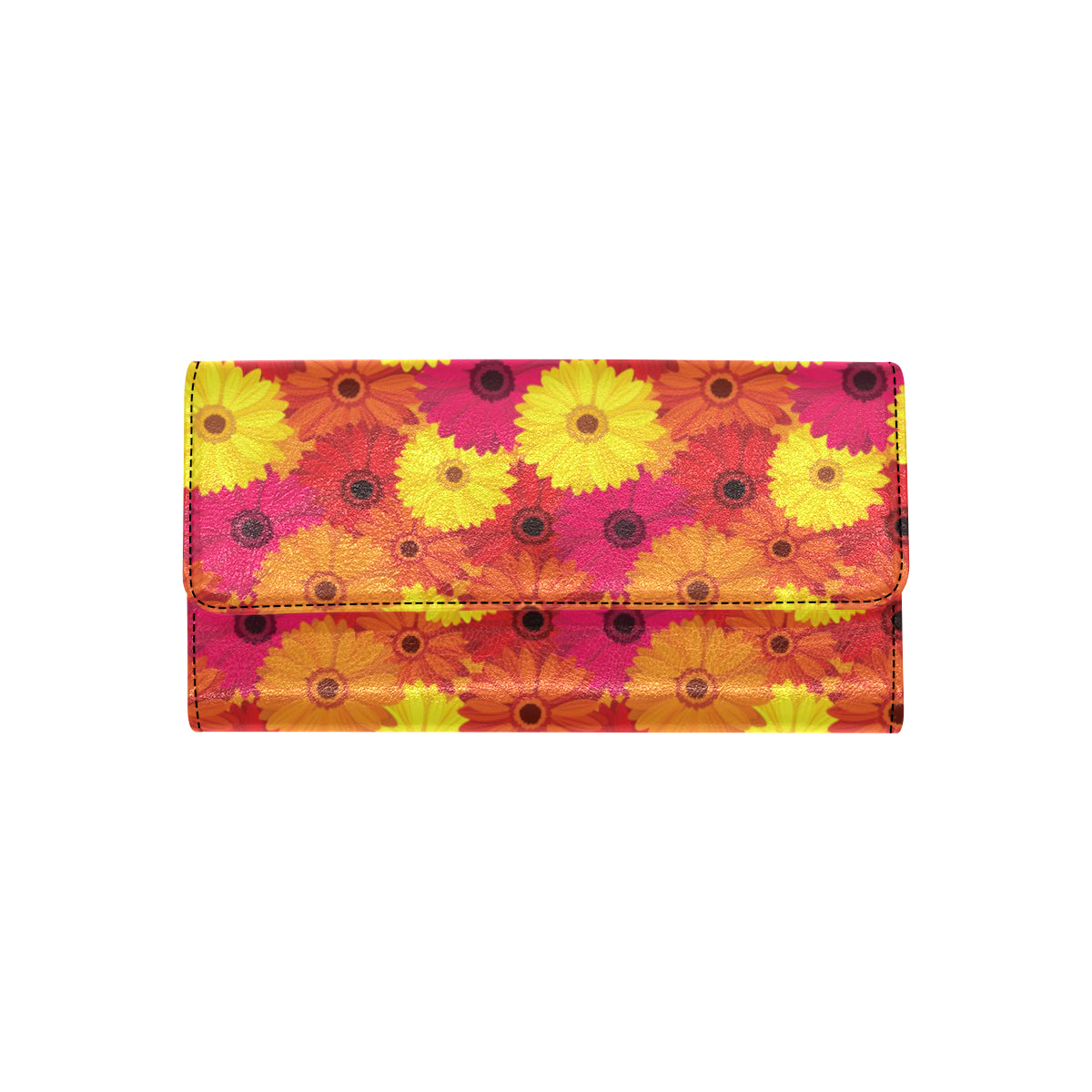 Gerberas Pattern Print Design GB05 Women's Trifold Wallet