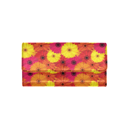 Gerberas Pattern Print Design GB05 Women's Trifold Wallet