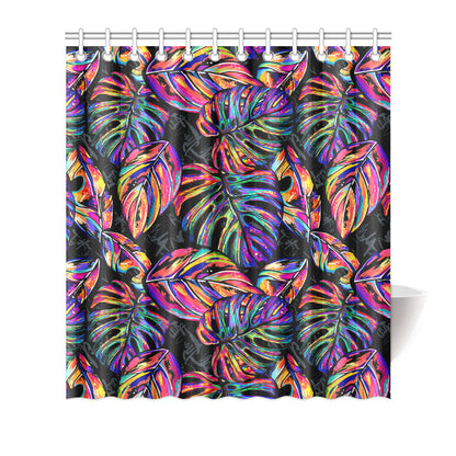 Neon Color Tropical Palm Leaves Shower Curtain