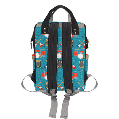 Drum Set Guitar Pattern Print Design 02 Diaper Bag Backpack