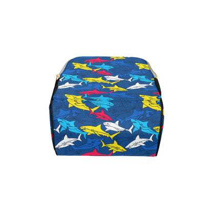 Shark Color Pattern Diaper Bag Backpack