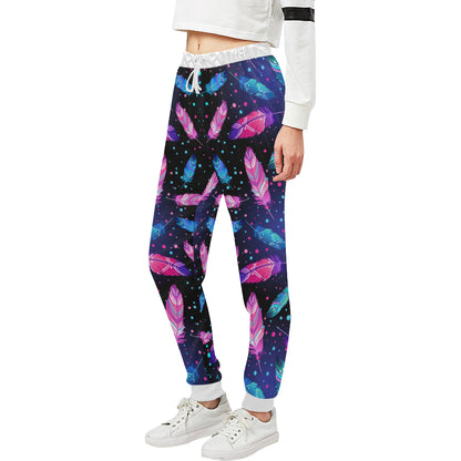 Feather Colorful Boho Design Print Unisex Sweatpants