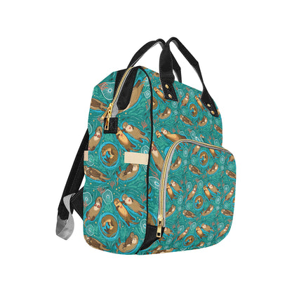 Sea Otter Pattern Print Design 01 Diaper Bag Backpack