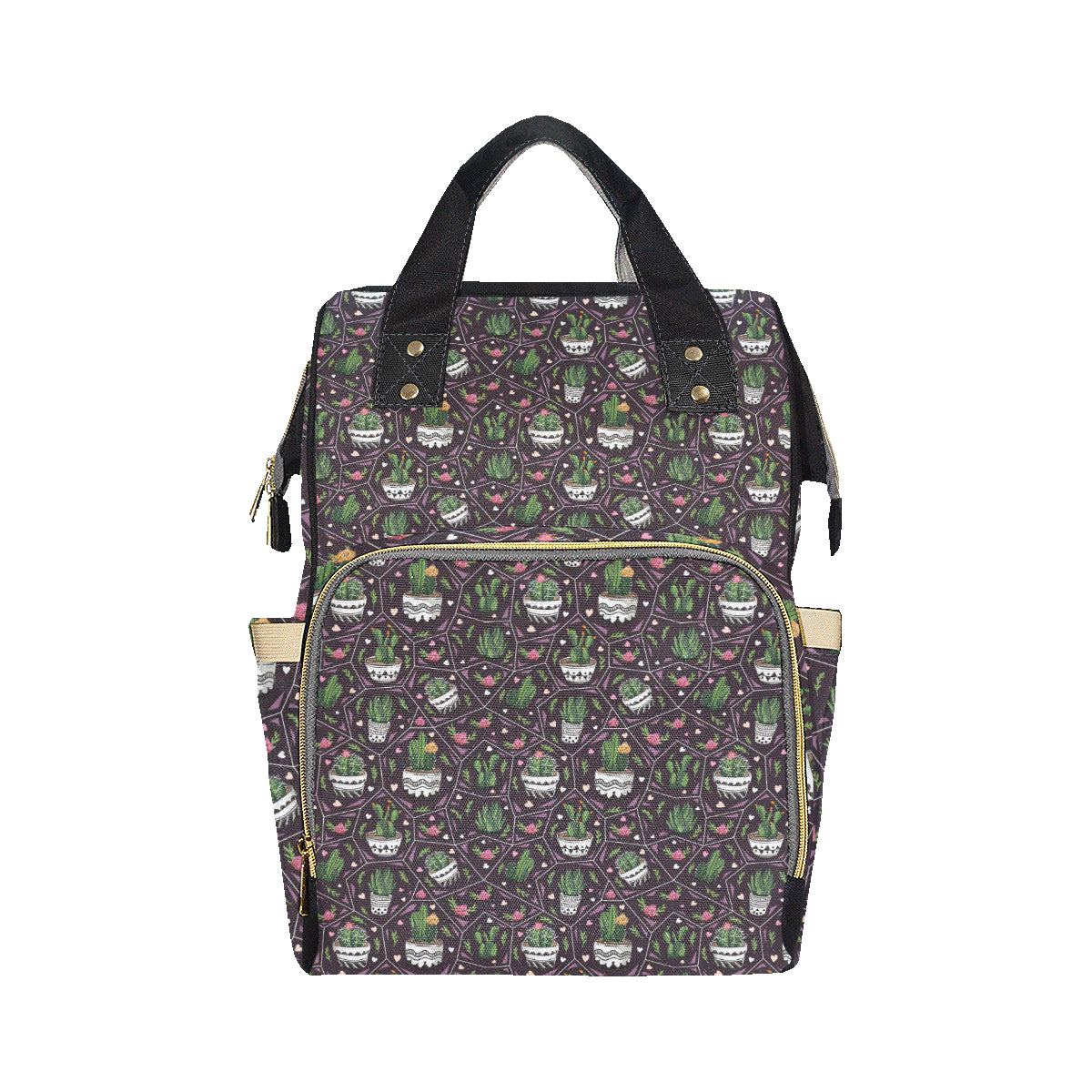 Cactus Pattern Print Design 03 Diaper Bag Backpack
