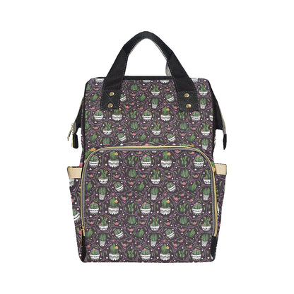 Cactus Pattern Print Design 03 Diaper Bag Backpack