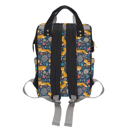 Fox Cute Jungle Print Pattern Diaper Bag Backpack
