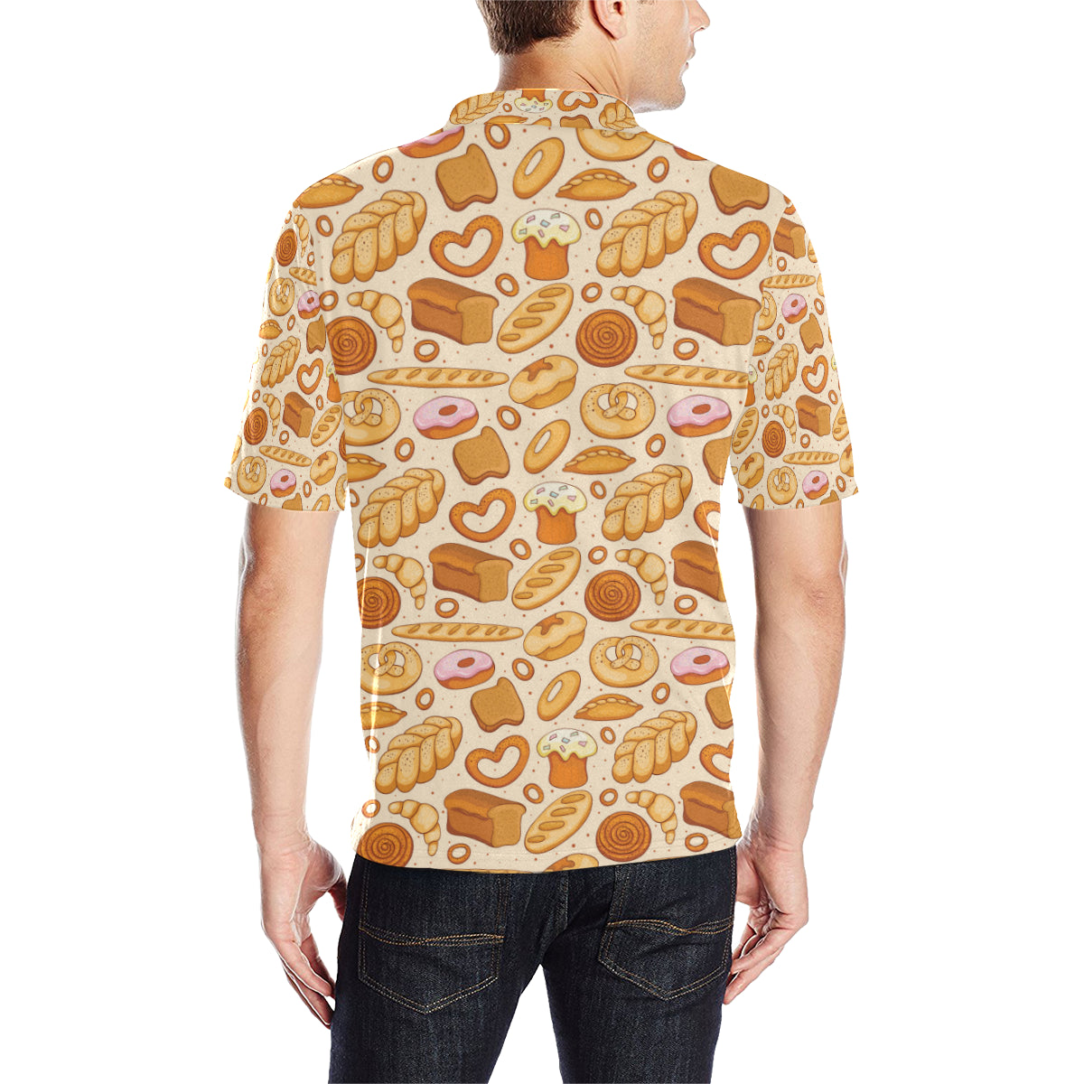 Bread Pattern Print Design 01 Men Polo Shirt