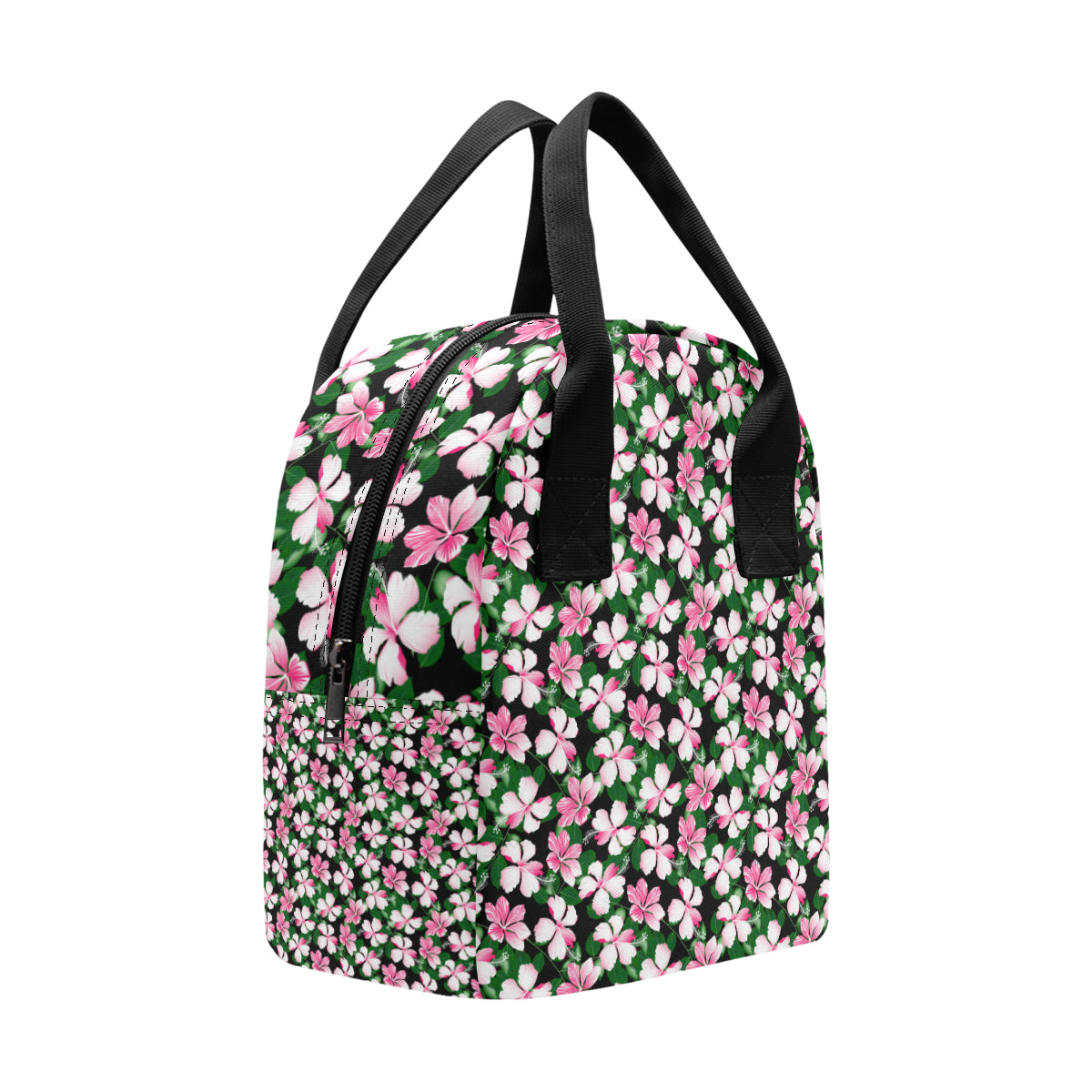 Hibiscus Pink Flower Hawaiian Print Insulated Lunch Bag
