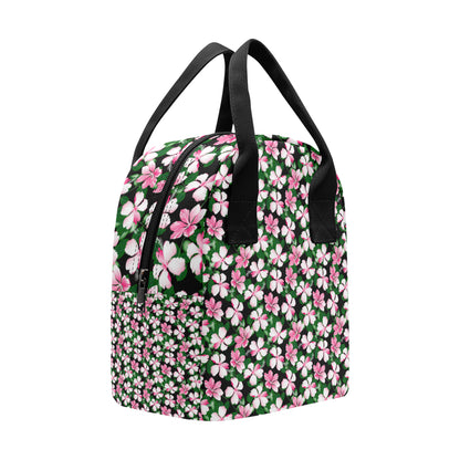 Hibiscus Pink Flower Hawaiian Print Insulated Lunch Bag