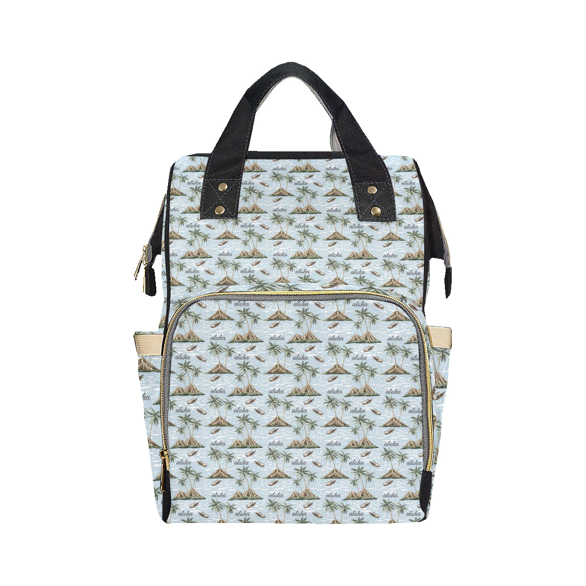 Aloha Hawaii island Design Themed Print Diaper Bag Backpack