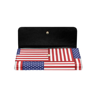 Patriotic US Flag Pattern Print Design A01 Women's Trifold Wallet