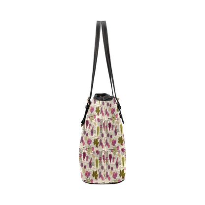 Wine Style Design Print Leather Tote Bag