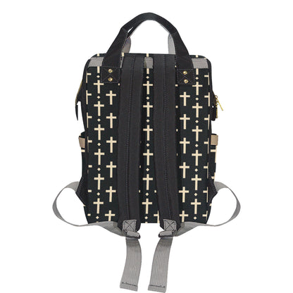 Cross Pattern Print Design 03 Diaper Bag Backpack