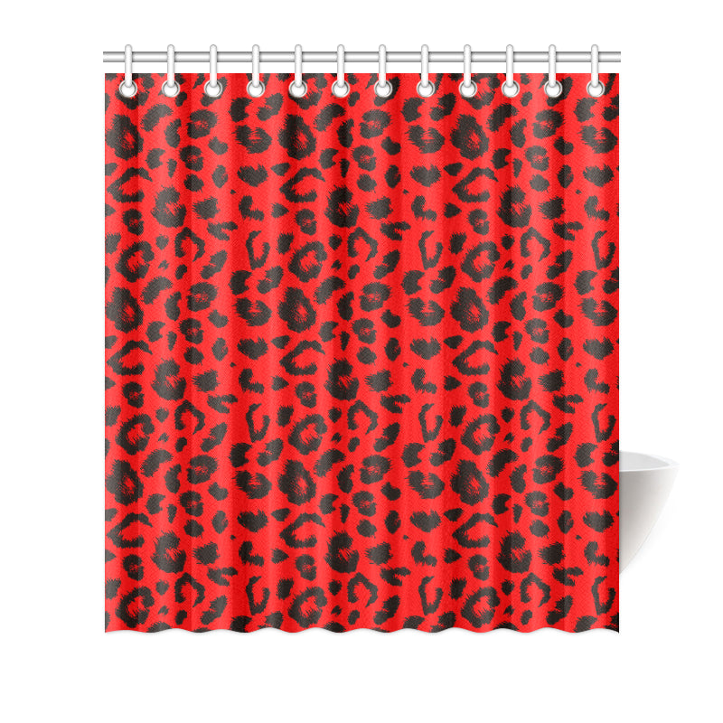 Leopard Red Skin Print Shower Curtain