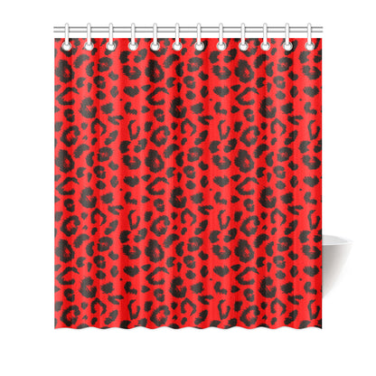 Leopard Red Skin Print Shower Curtain