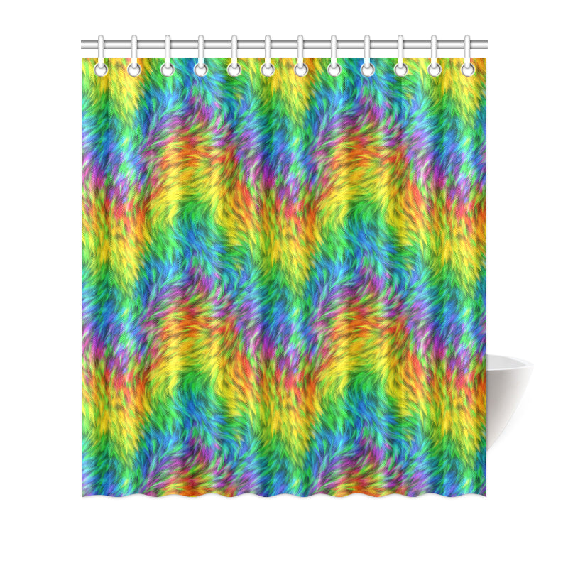 Rainbow Fur Design Print Shower Curtain