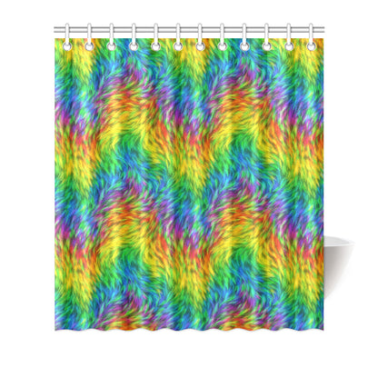 Rainbow Fur Design Print Shower Curtain
