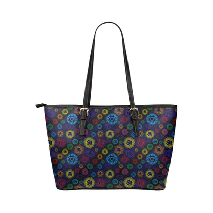 Chakra Colorful Print Pattern Leather Tote Bag