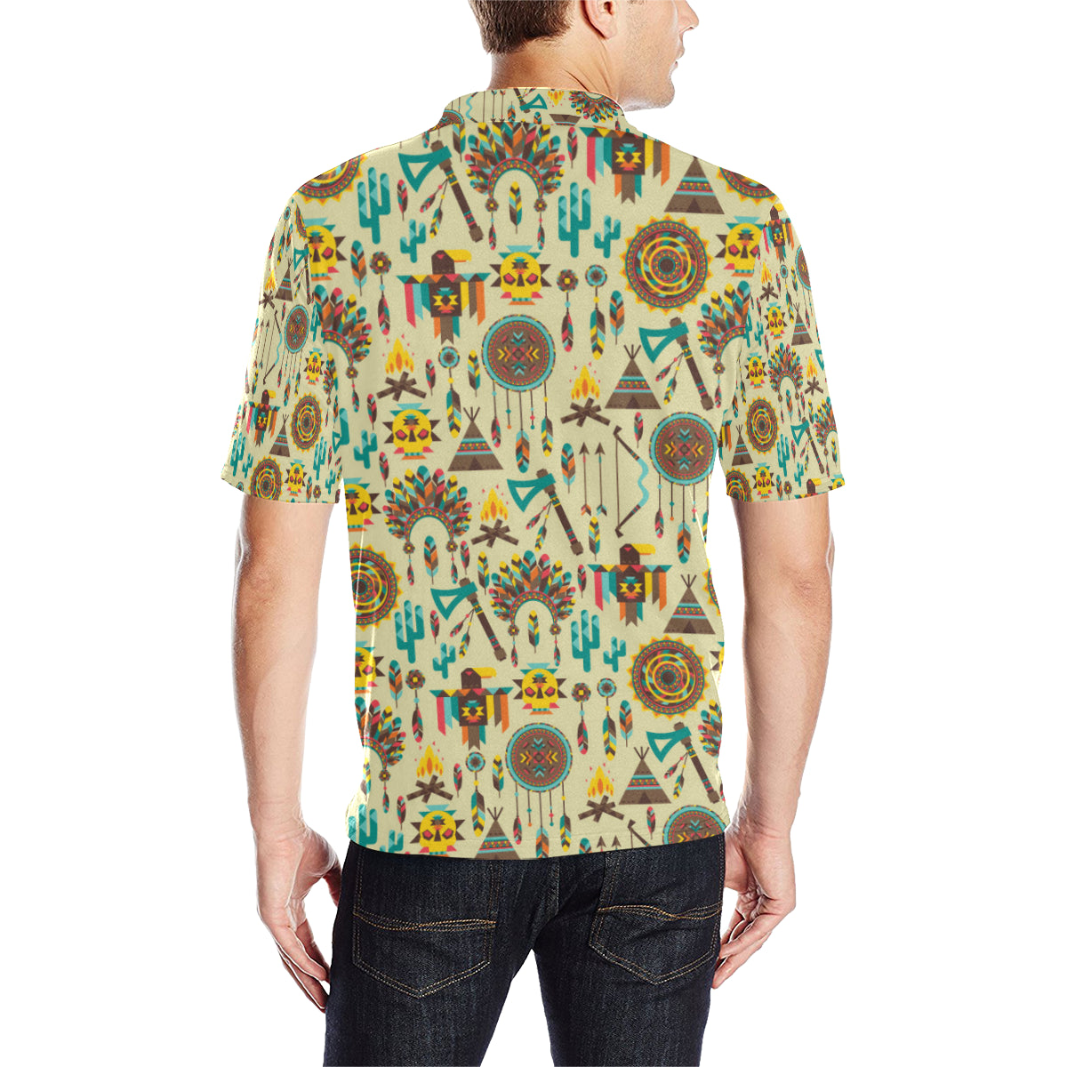Tribal indians native american aztec Men Polo Shirt