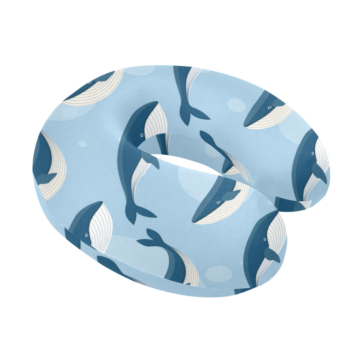 Blue Whale Pattern Print Design 02 U-Shaped Travel Neck Pillow