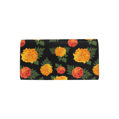 Marigold Pattern Print Design MR05 Women's Trifold Wallet