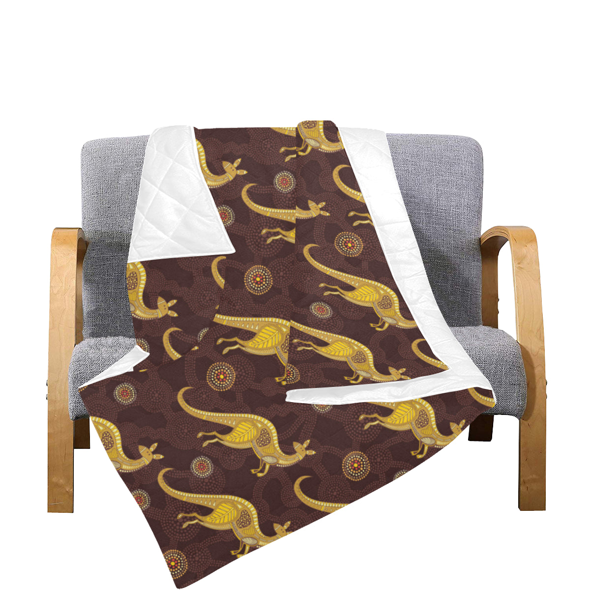 Kangaroos Aboriginal Pattern Print Design 08 Premium Quilt