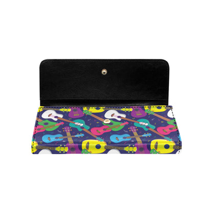 Ukulele Pattern Print Design 02 Women's Trifold Wallet