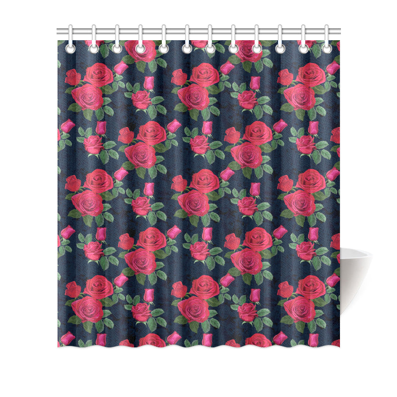 Rose Pattern Print Design A04 Shower Curtain