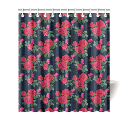 Rose Pattern Print Design A04 Shower Curtain