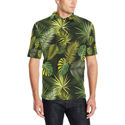 Palm Leaf Pattern Print Design A05 Men Polo Shirt