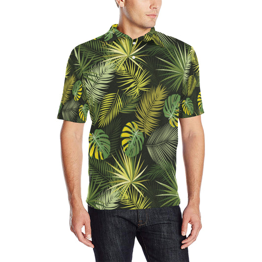 Palm Leaf Pattern Print Design A05 Men Polo Shirt