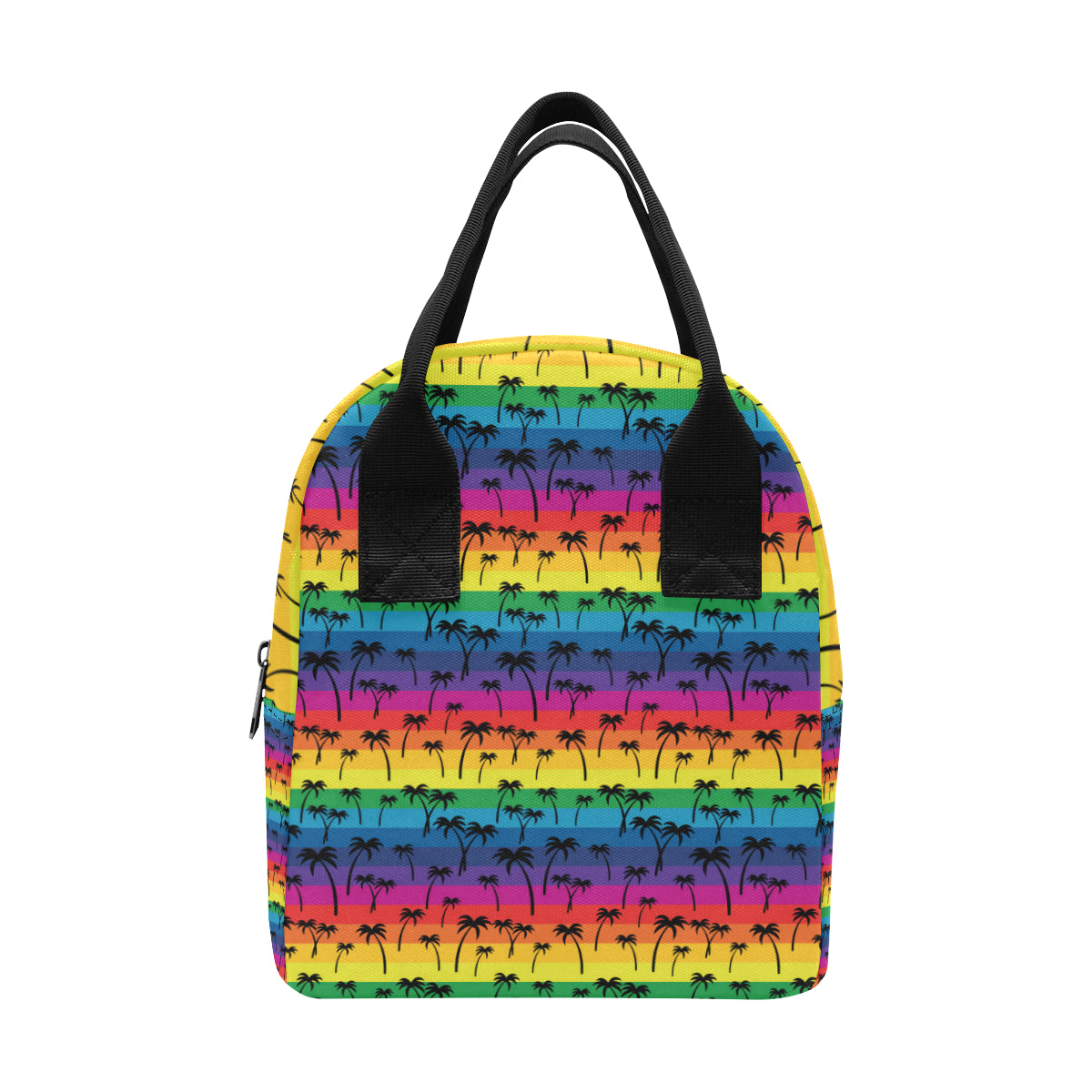 Palm Tree Rainbow Themed Print Insulated Lunch Bag