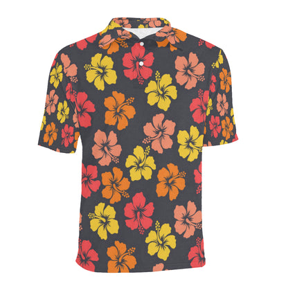 Hibiscus Pattern Print Design HB024 Men Polo Shirt