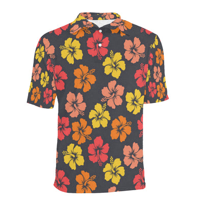 Hibiscus Pattern Print Design HB024 Men Polo Shirt