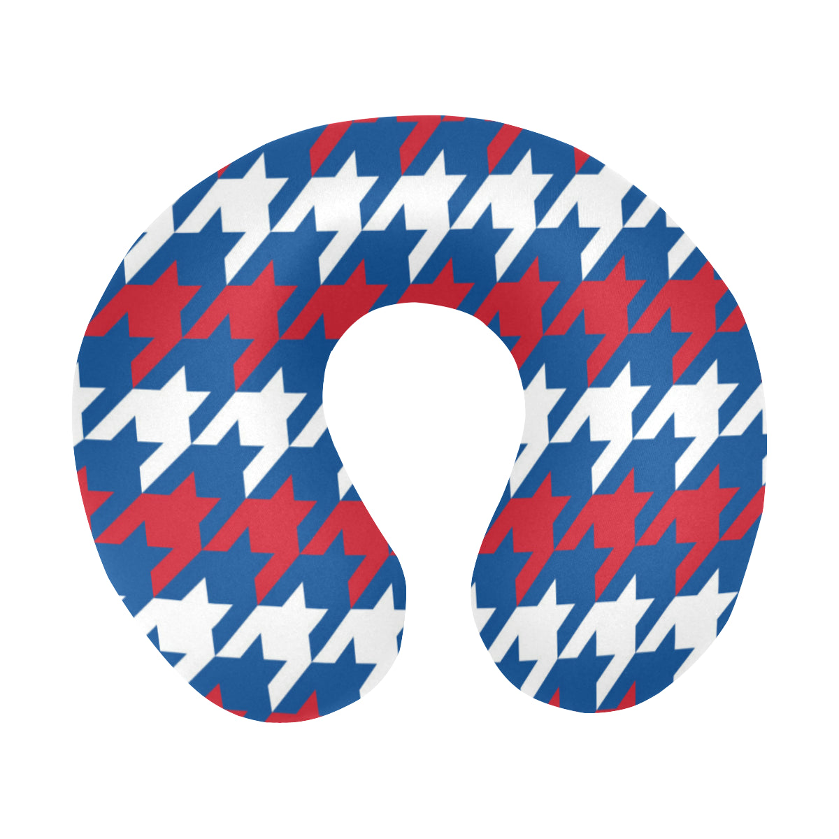 Patriotic Houndstooth Pattern Print Design A02 U-Shaped Travel Neck Pillow