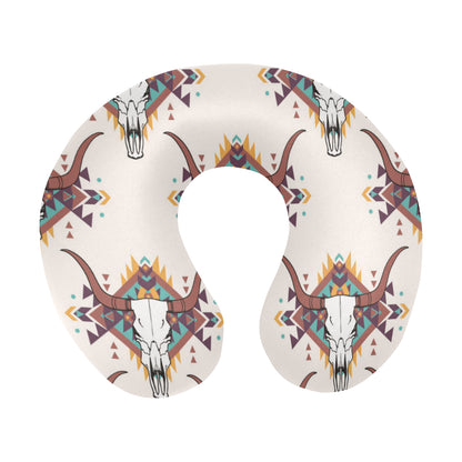 Buffalo Head Pattern Print Design 02 U-Shaped Travel Neck Pillow